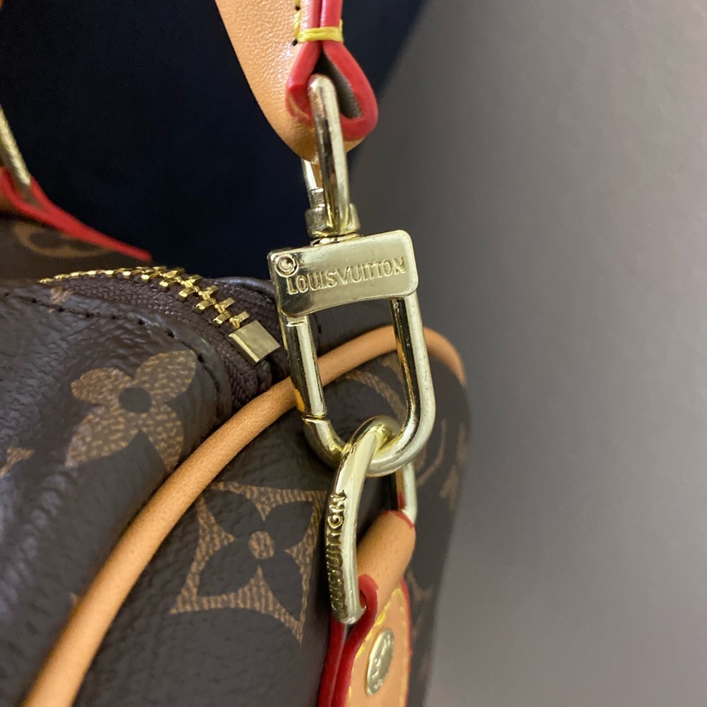 Fashion Bag Monogram Speedy-Style Brown Canvas Top-Handle Bag - Picture 14 of 16